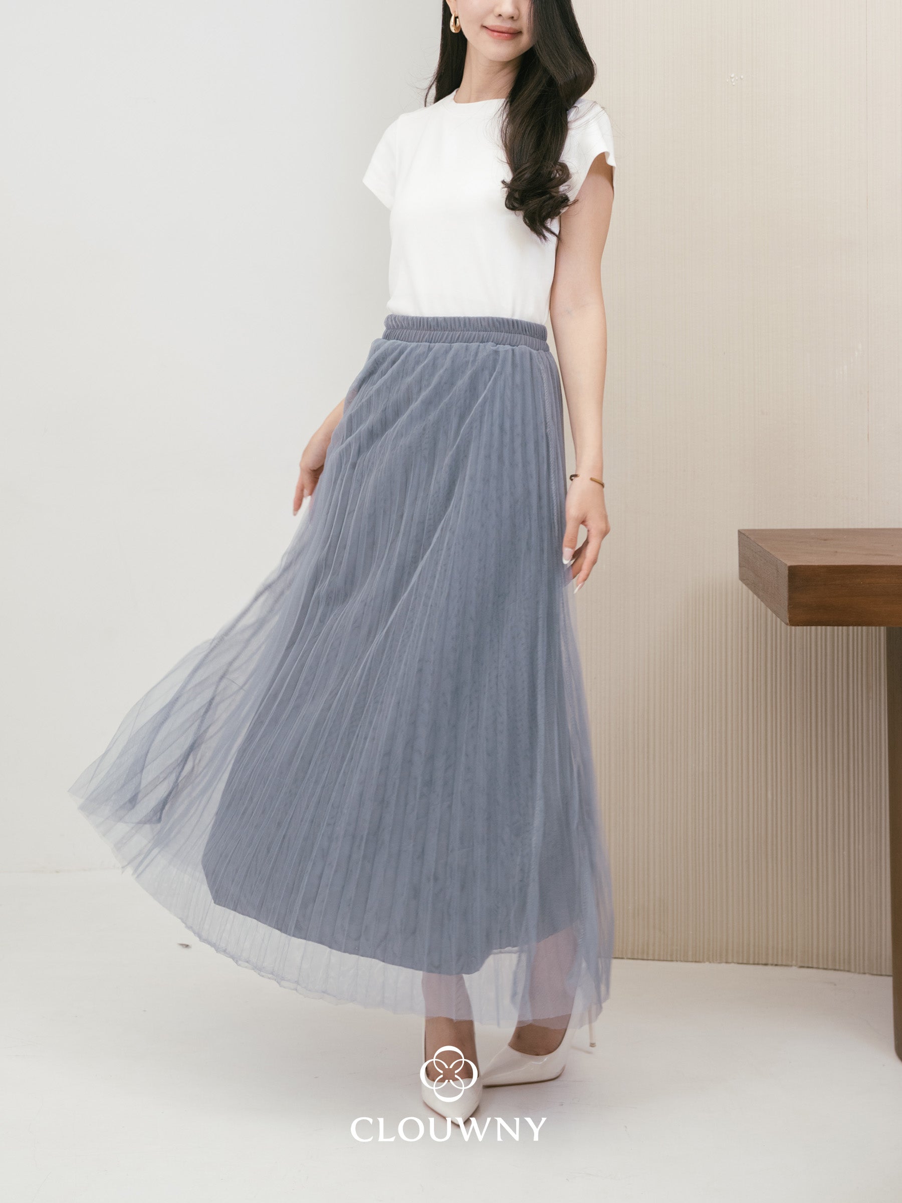Onyva Tutu Pleats Skirt - Dark Grey